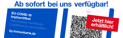 EU-Covid-19 Impfzertifikat - In unserer Apotheke erhältlich! EU-Covid-19 Impfzertifikat - In unserer Apotheke erhältlich!